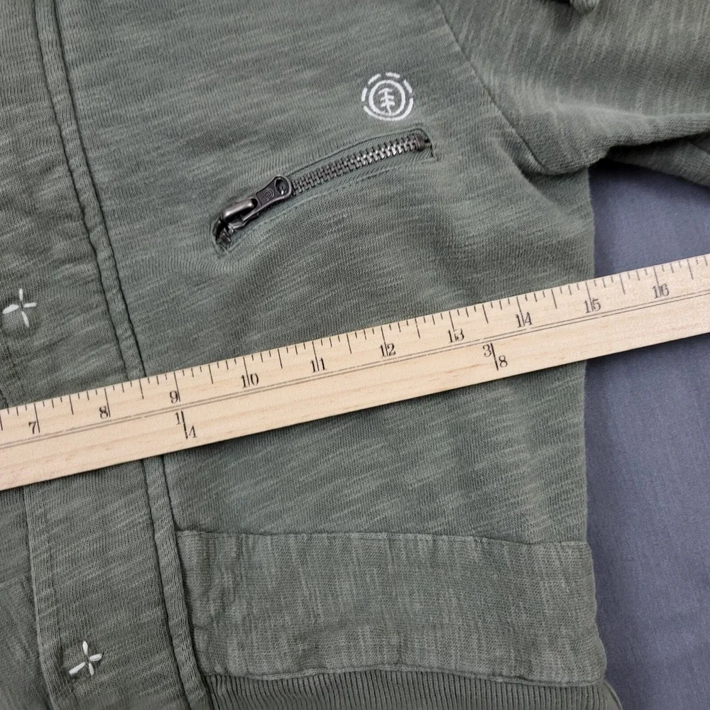 Element Womens Olive Green Slub Knit Utility Cargo‎ Hoodie Jacket Snap Front S